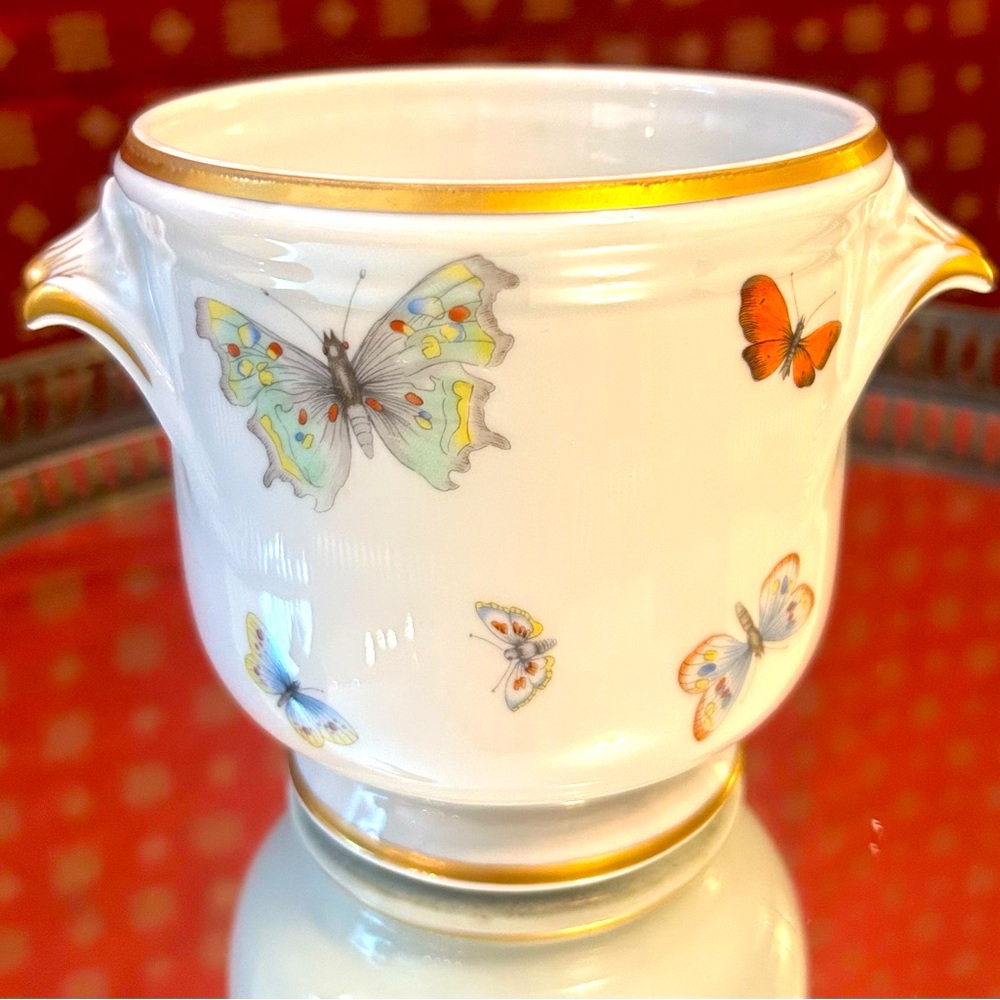 Antique French Limoges Hand painted Porcelain Cachepot